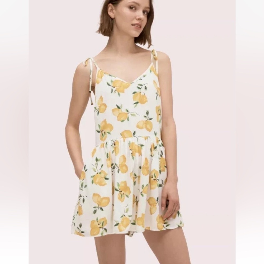 Kate Spade Lemon 🍋 Beach Flare Cover-up Romper - L